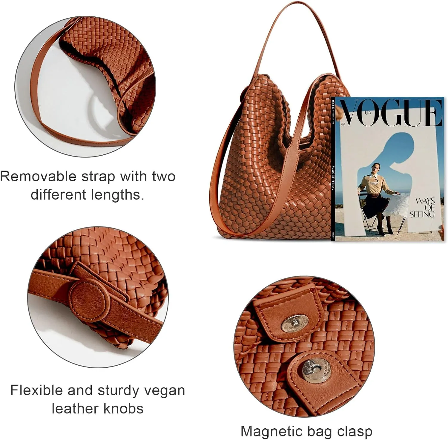 Woven Leather Tote Bag for Women Large Woven purses shoulder bag Fashion Shopping Travel Handbags