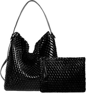 Woven Leather Tote Bag for Women Large Woven purses shoulder bag Fashion Shopping Travel Handbags