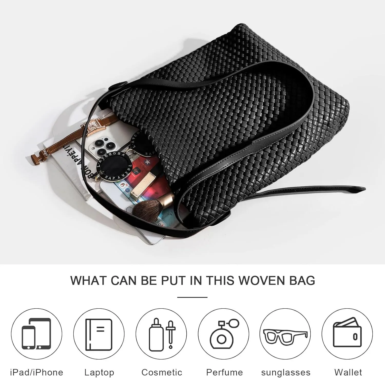 Woven Leather Tote Bag for Women Large Woven purses shoulder bag Fashion Shopping Travel Handbags