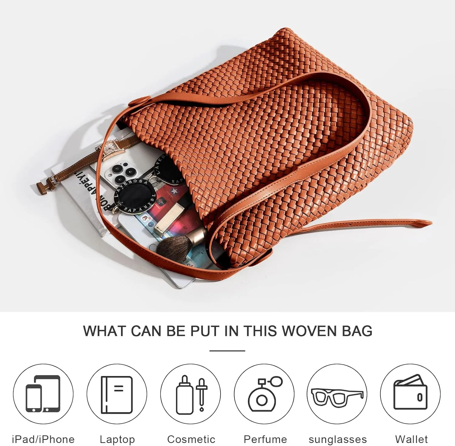 Woven Leather Tote Bag for Women Large Woven purses shoulder bag Fashion Shopping Travel Handbags