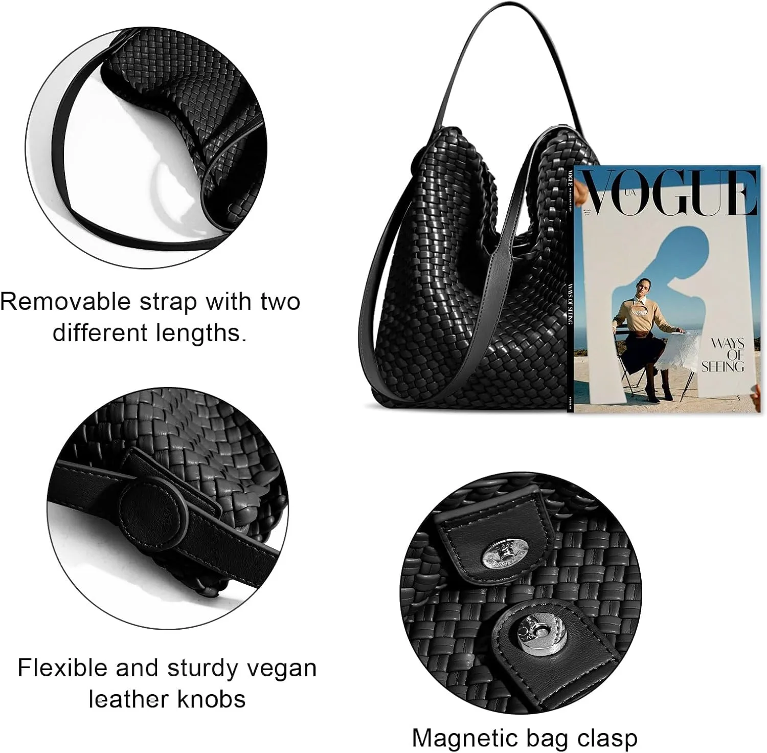 Woven Leather Tote Bag for Women Large Woven purses shoulder bag Fashion Shopping Travel Handbags