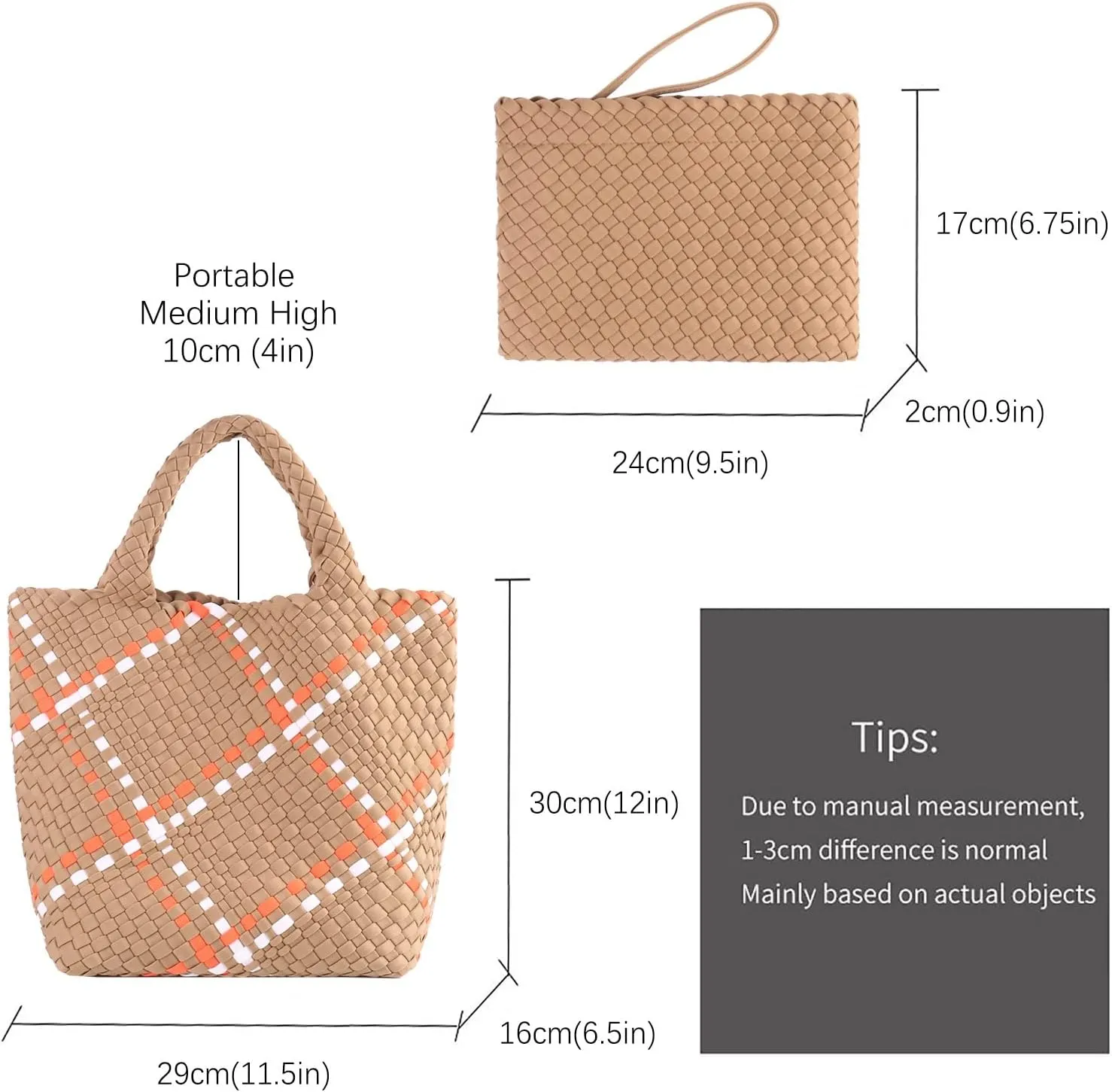 Woven Tote Bag   Purse Women Neoprene Tote Handbag Fashion Large Shoulder Top-Handle Travel Bag Underarm Shopper Bag