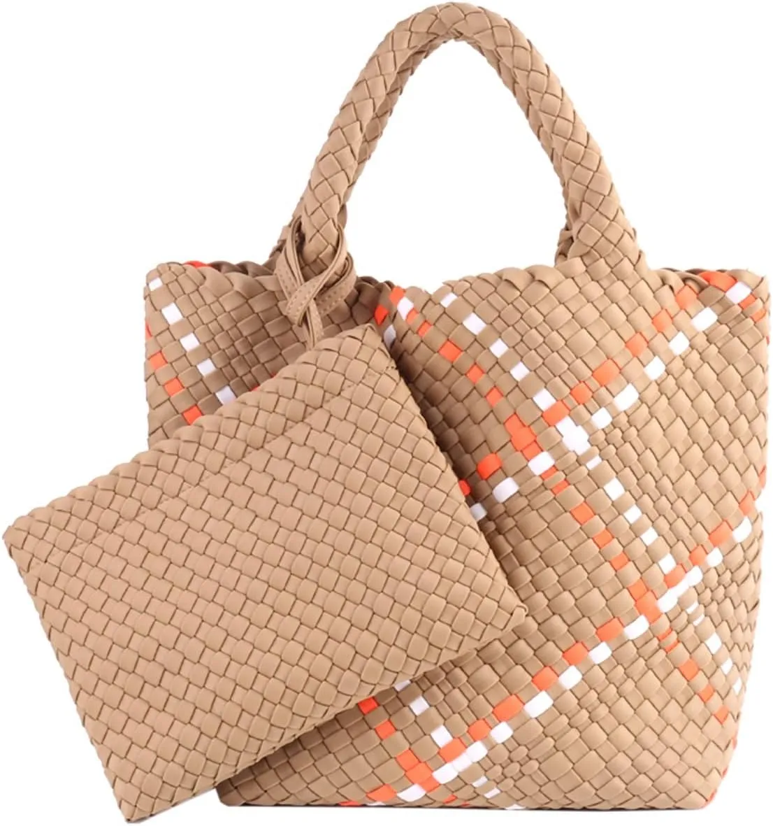 Woven Tote Bag   Purse Women Neoprene Tote Handbag Fashion Large Shoulder Top-Handle Travel Bag Underarm Shopper Bag
