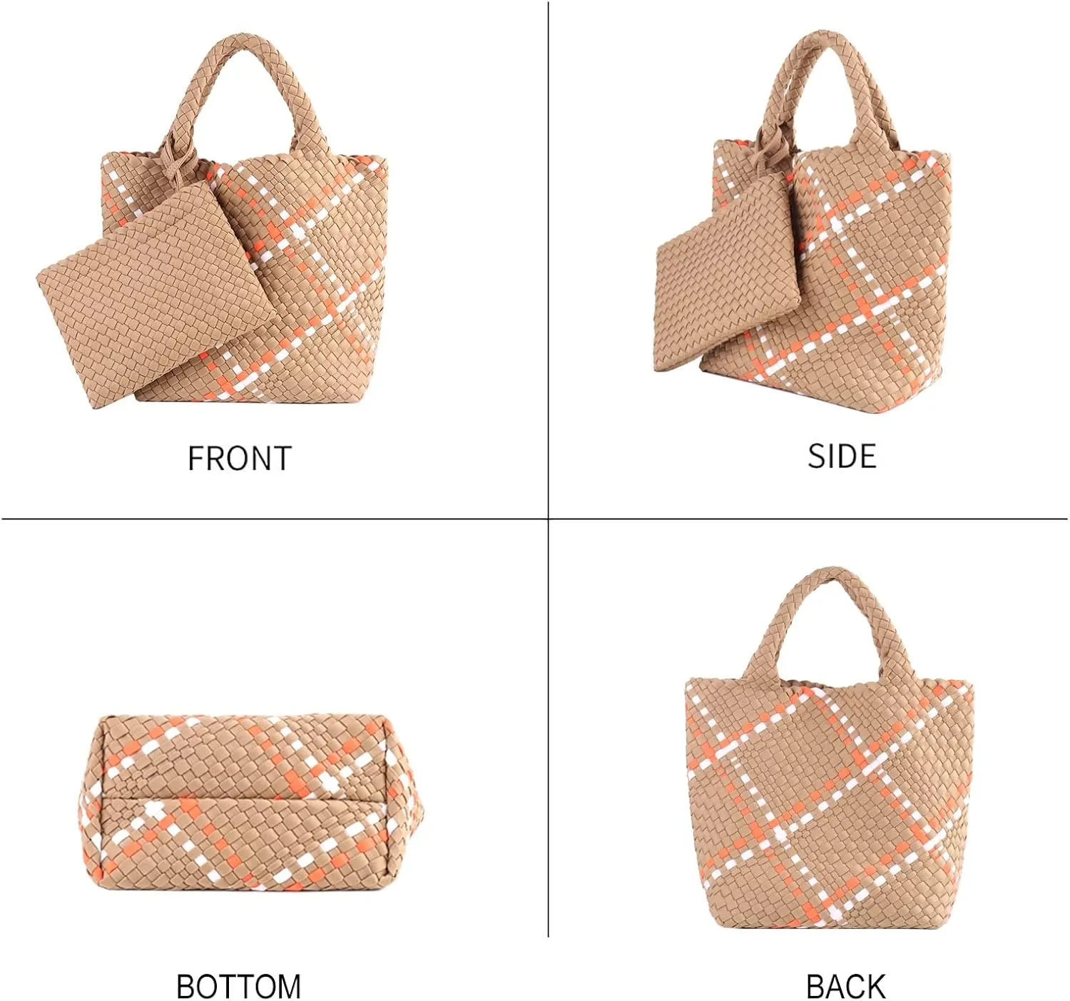 Woven Tote Bag   Purse Women Neoprene Tote Handbag Fashion Large Shoulder Top-Handle Travel Bag Underarm Shopper Bag