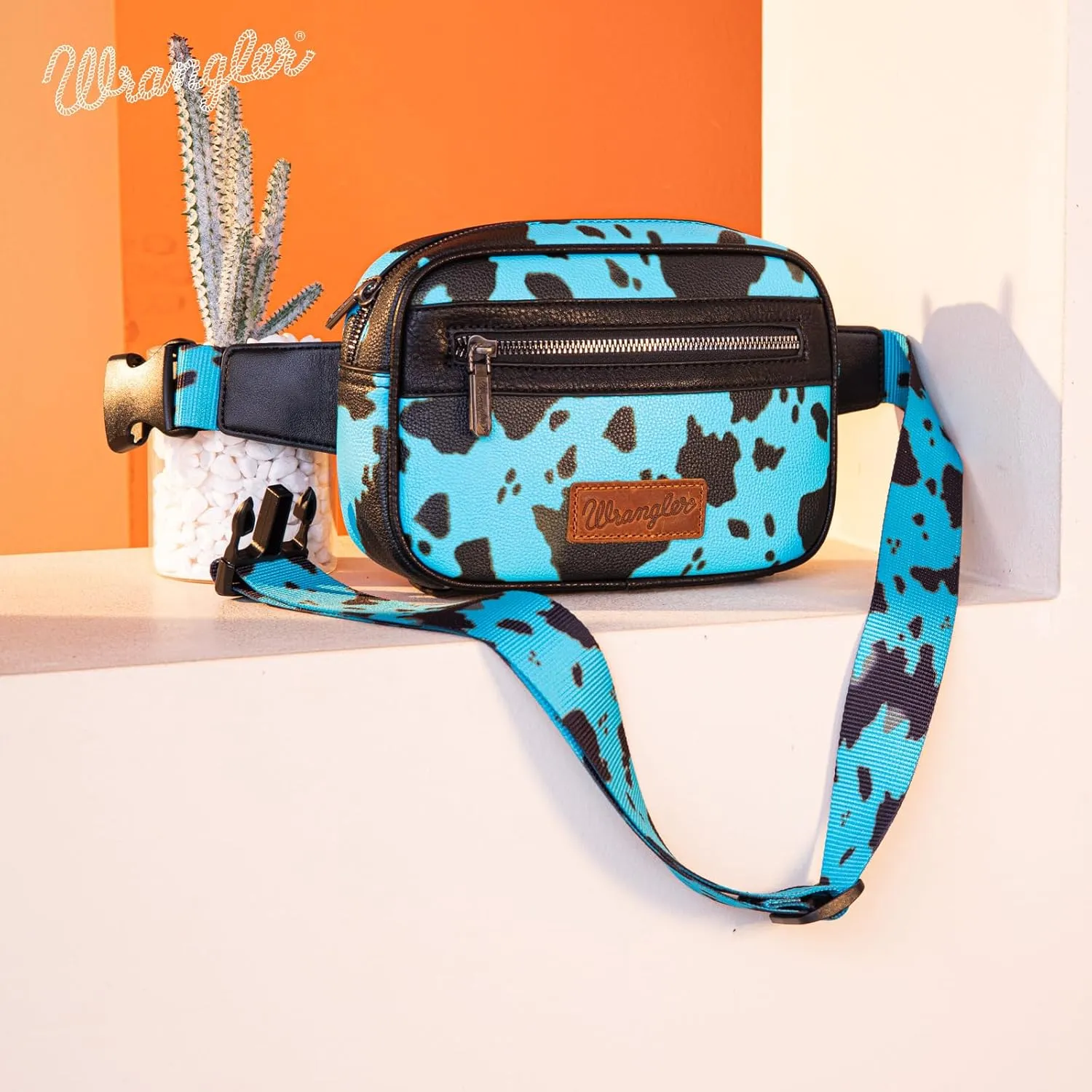 Wrangler Waist Pack for Women Cow Print Fanny Pack Men's Crossbody Belt Bag With Adjustable Strap