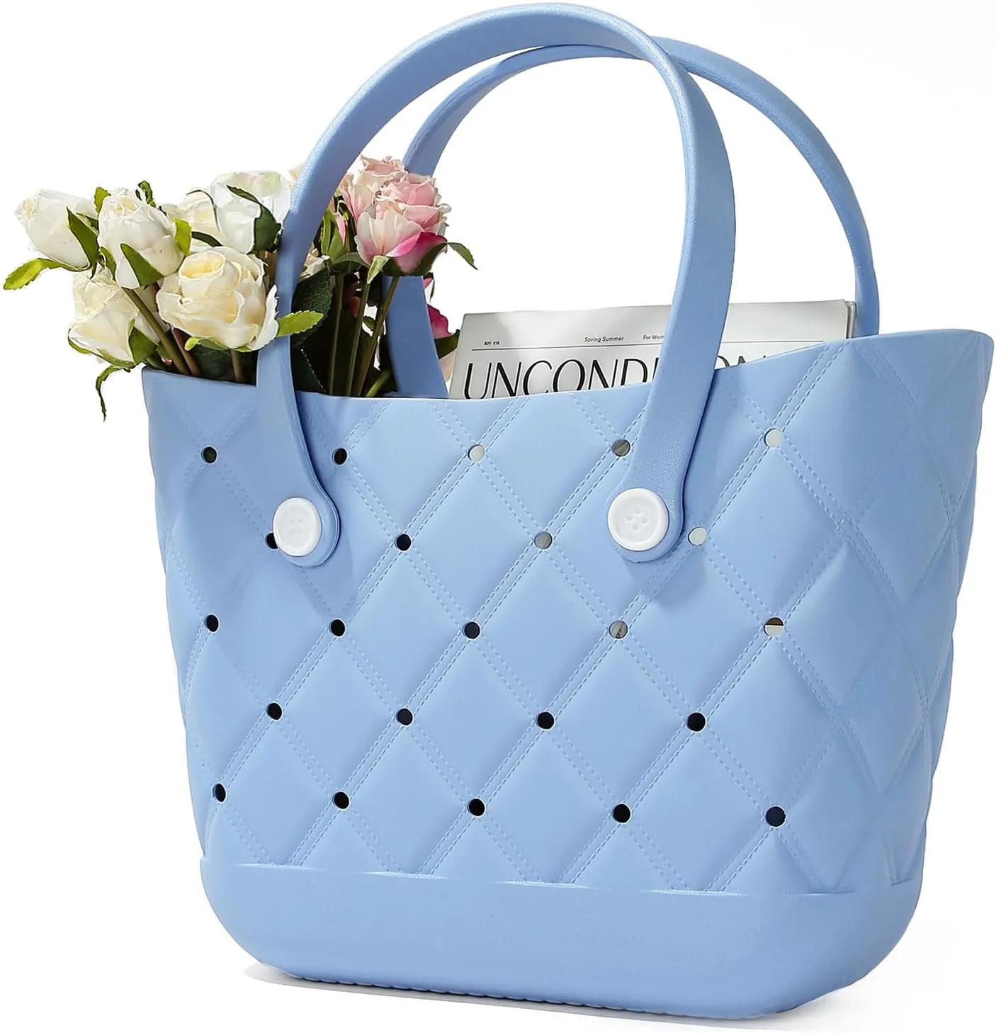 X Large Beach Bag Rubber Tote Bag, Waterproof Washable Proof Travel Bag for Women Handbag for Sports Beach Market Pool