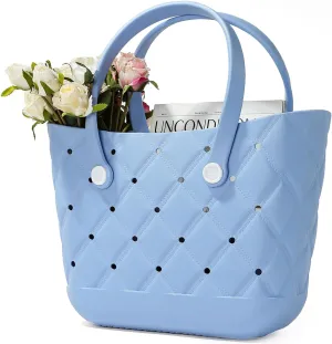X Large Beach Bag Rubber Tote Bag, Waterproof Washable Proof Travel Bag for Women Handbag for Sports Beach Market Pool