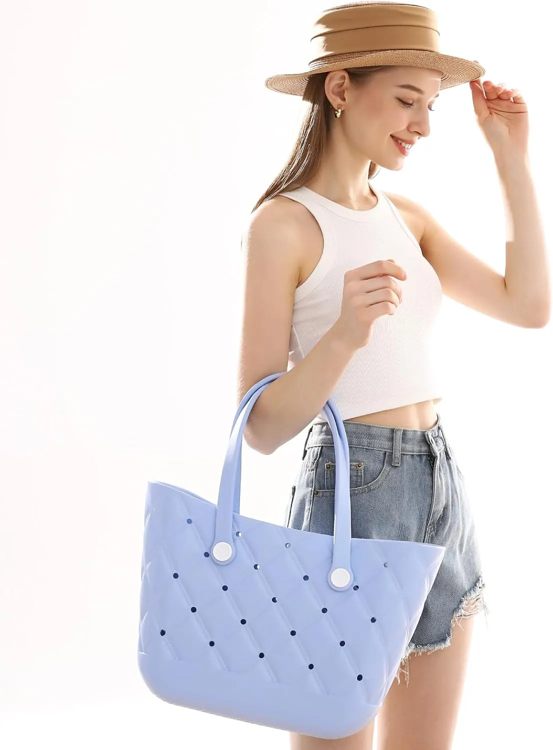X Large Beach Bag Rubber Tote Bag, Waterproof Washable Proof Travel Bag for Women Handbag for Sports Beach Market Pool