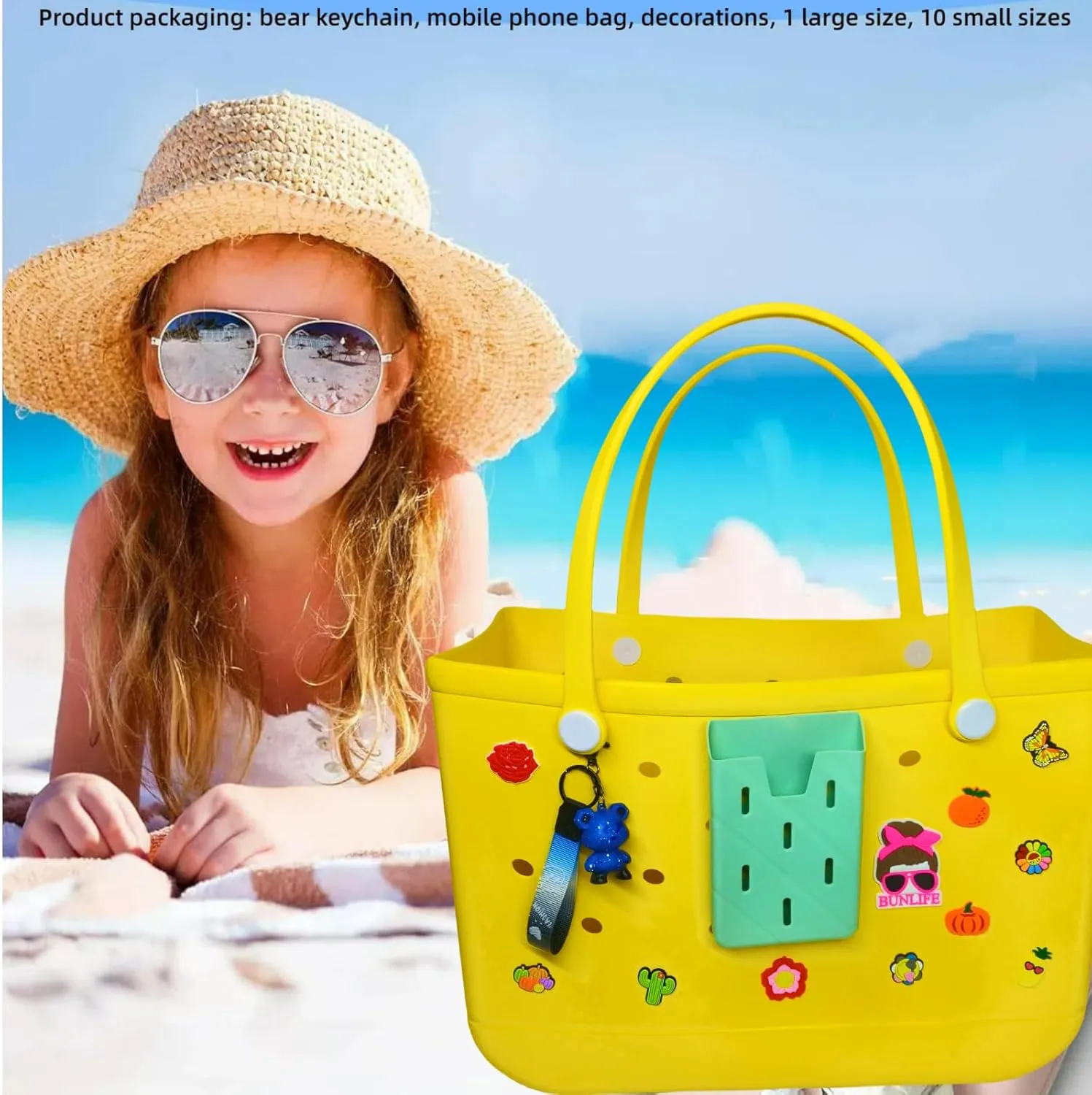 X-Large purple Rubber Beach Bag Tote Bag Washable Durable Tote Bag Storage Bags Beach Essentials For Women