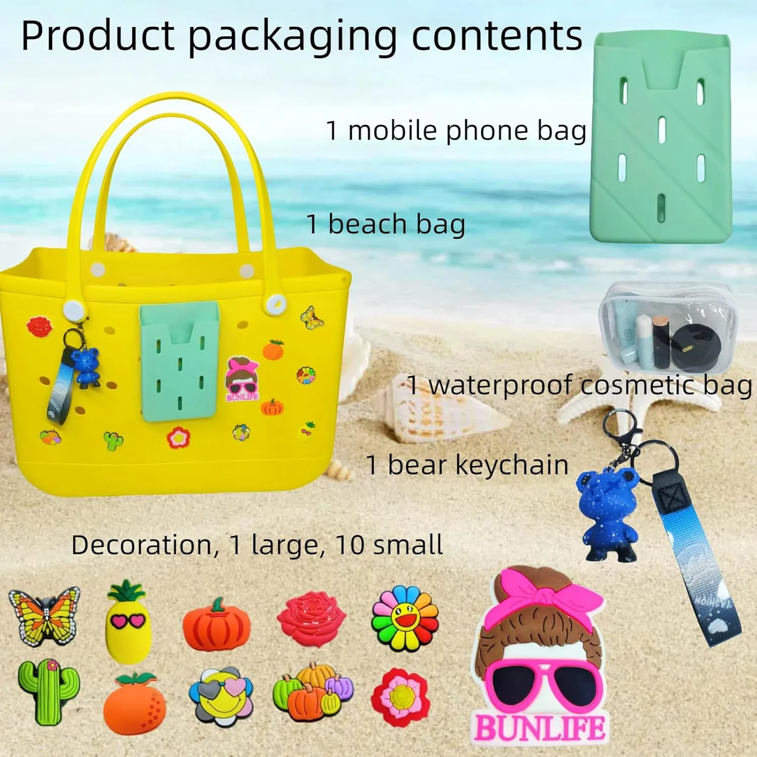 X-Large purple Rubber Beach Bag Tote Bag Washable Durable Tote Bag Storage Bags Beach Essentials For Women