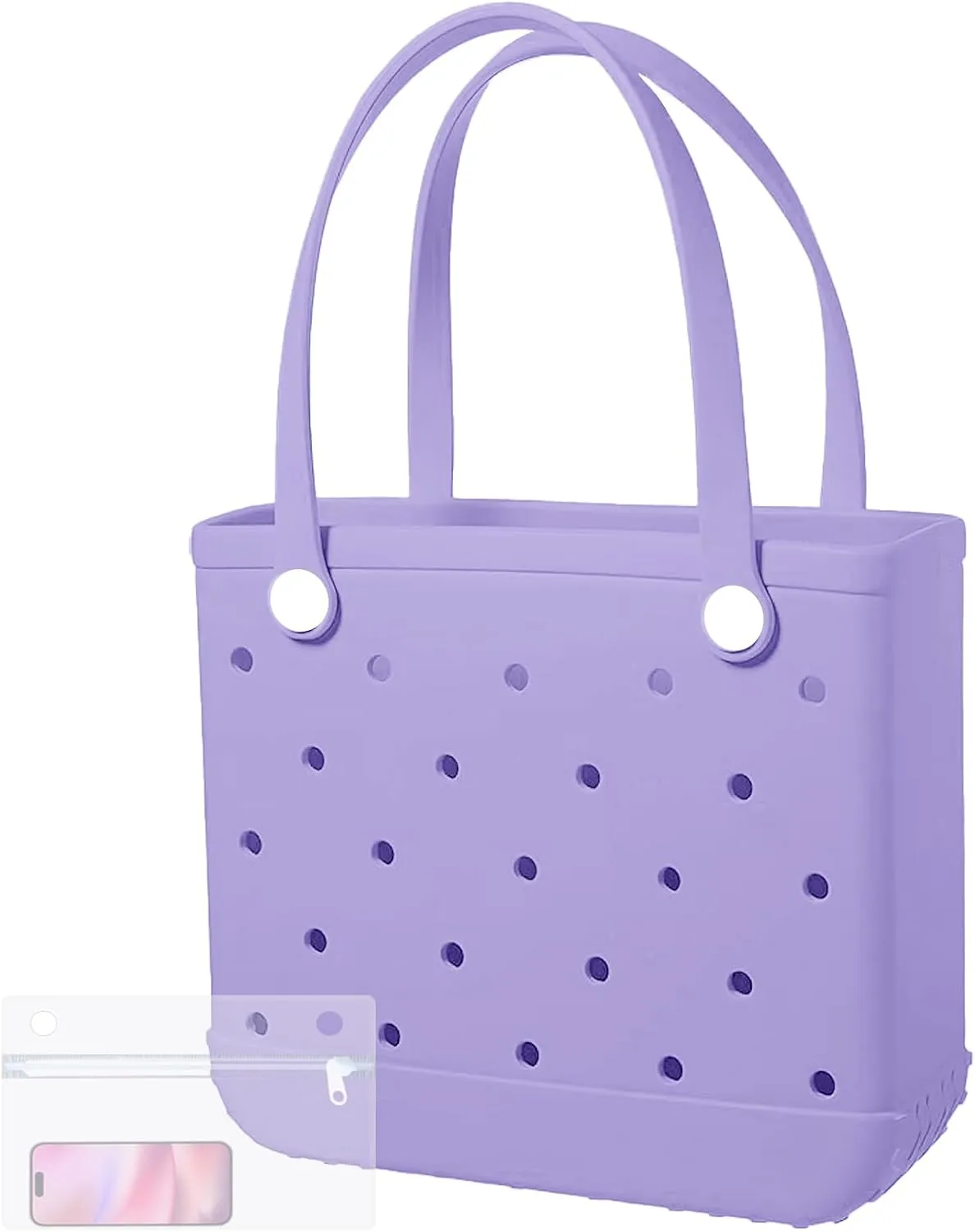 X-Large Rubber Beach Bag Tote Waterproof Tote Bag with Zipper Pocket Modern Travel Tote Bag Sports Beach (Light Purple, Large)