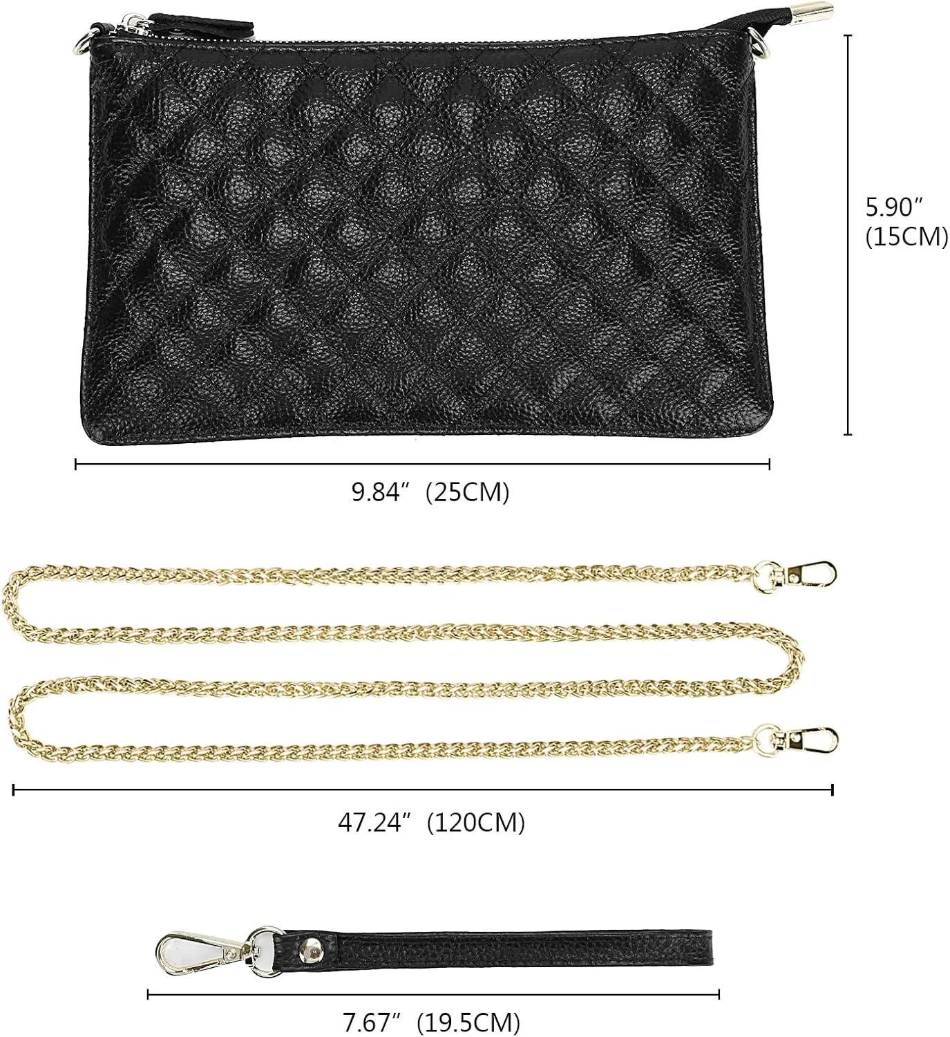 YALUXE Genuine Leather Wristlet Handbags Purses Cell Phone Pocket Clutch Wallet Crossbody Bags for Women