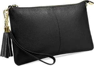 YALUXE Genuine Leather Wristlet Handbags Purses Cell Phone Pocket Clutch Wallet Crossbody Bags for Women