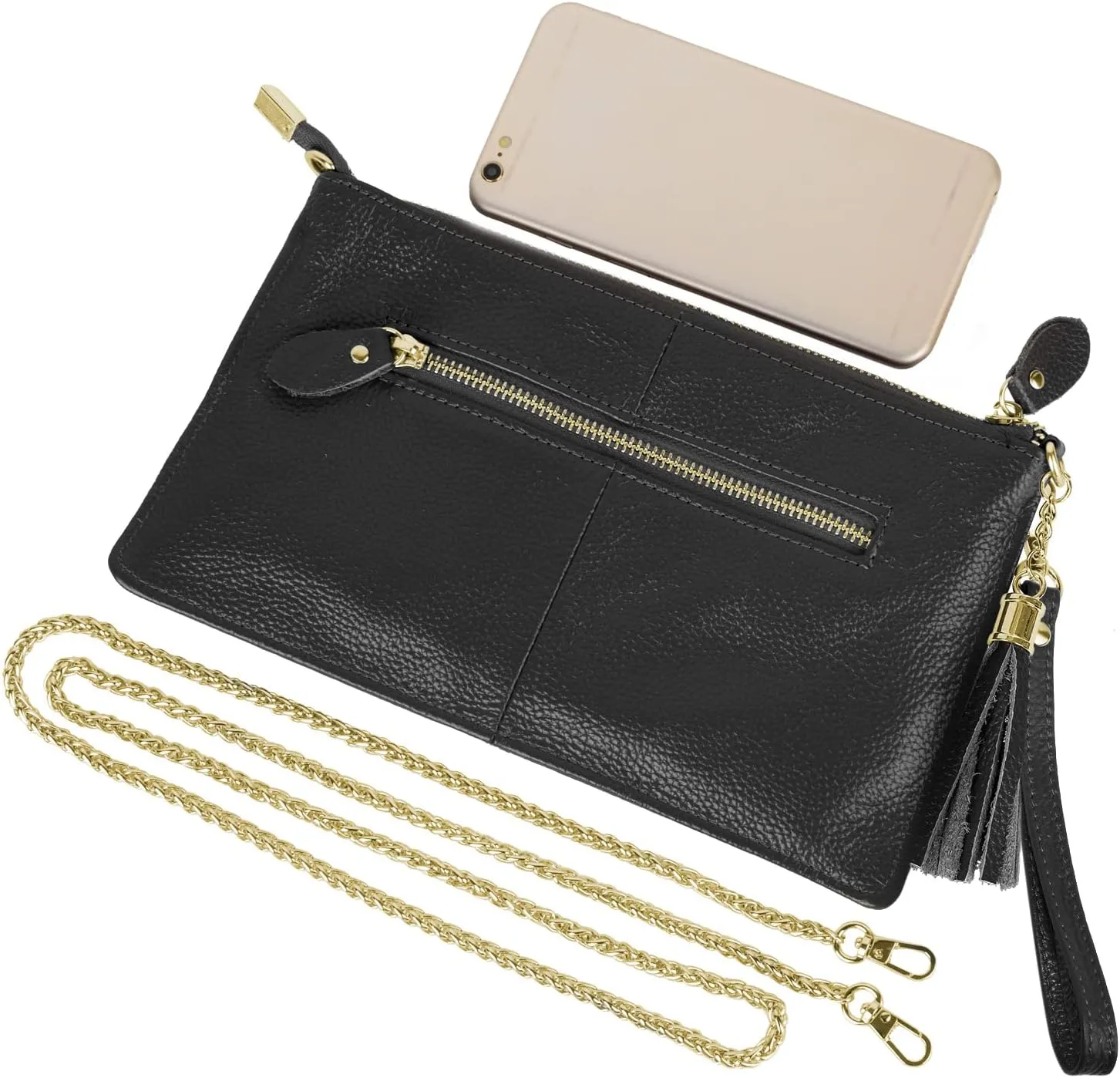 YALUXE Genuine Leather Wristlet Handbags Purses Cell Phone Pocket Clutch Wallet Crossbody Bags for Women