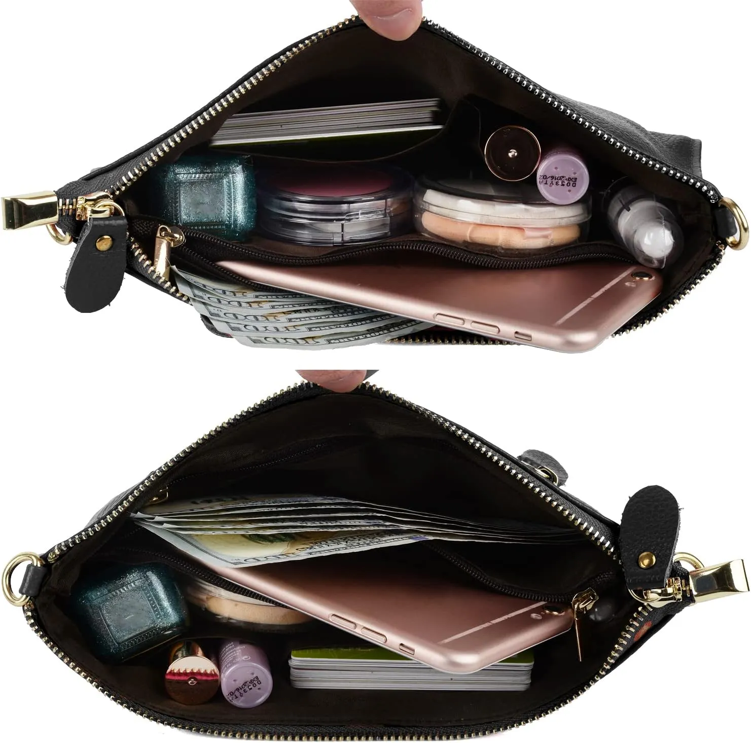 YALUXE Genuine Leather Wristlet Handbags Purses Cell Phone Pocket Clutch Wallet Crossbody Bags for Women