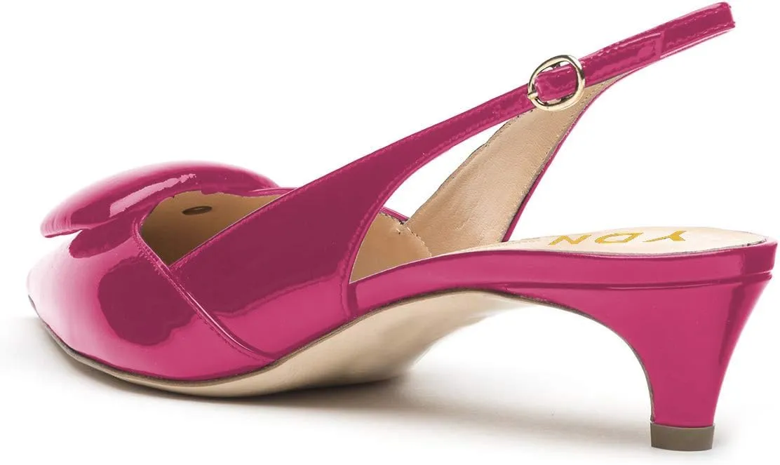 YDN Women Classic Low Kitten Heel Slingback Pumps Pointed Toe Comfortable Office Business Shoes