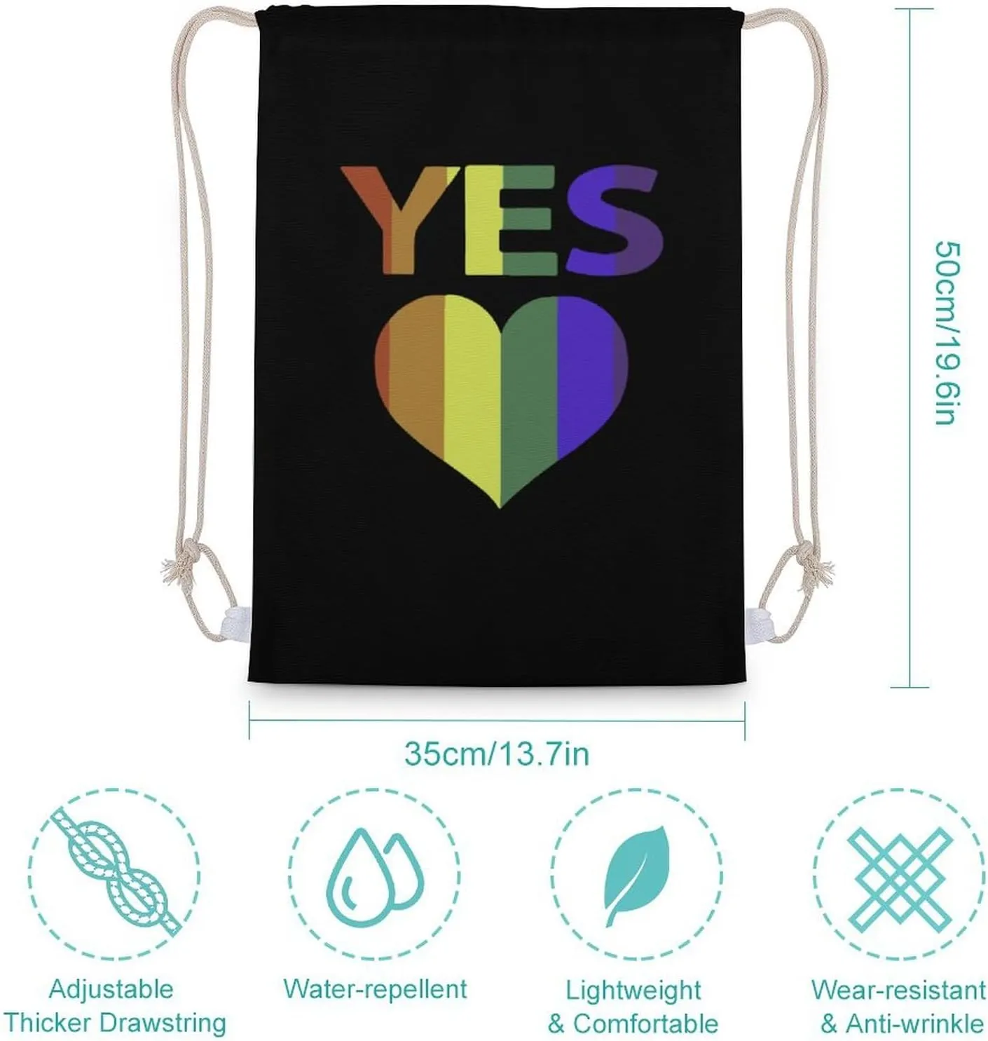 Yes Vote in Marriage Equality Gay Proud Canvas Drawstring Bags Sports Gym Sackpack String Backpack Beach Sack Bag Travel Bag 35x50cm