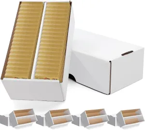 Yexiya 4 Pack 1600 Count Trading/Gaming Card Storage Box 2 Row Cardboard Storage Boxes for Gaming Cards Baseball Football Basketball Hockey Sports Collecting Supplies, White
