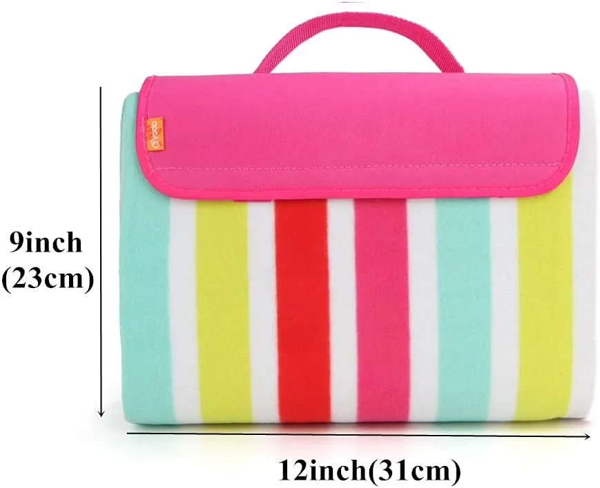 yodo Outdoor Picnic Blanket Water-Resistant for Camping Hiking Festivals,Rose Stripe