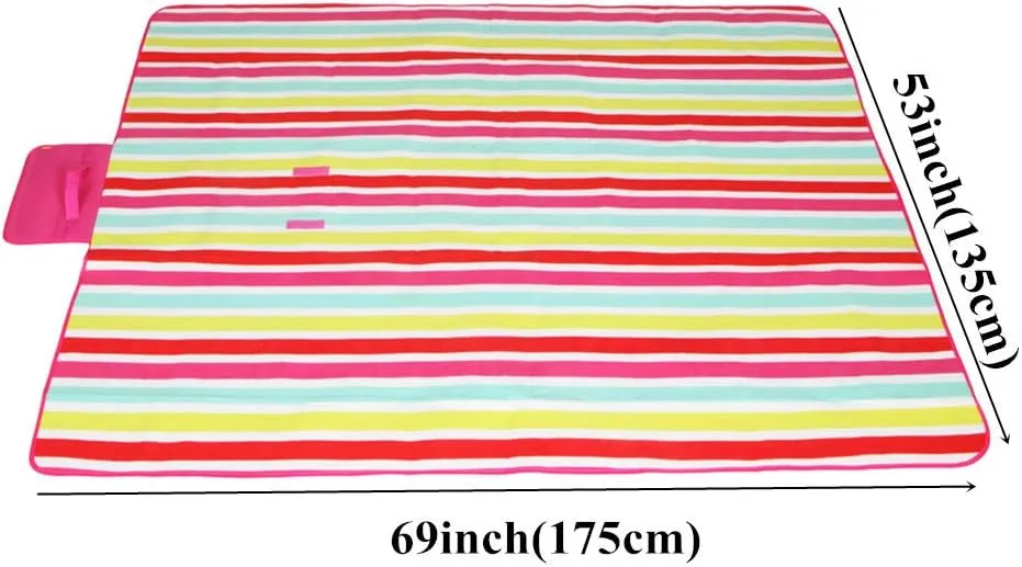 yodo Outdoor Picnic Blanket Water-Resistant for Camping Hiking Festivals,Rose Stripe