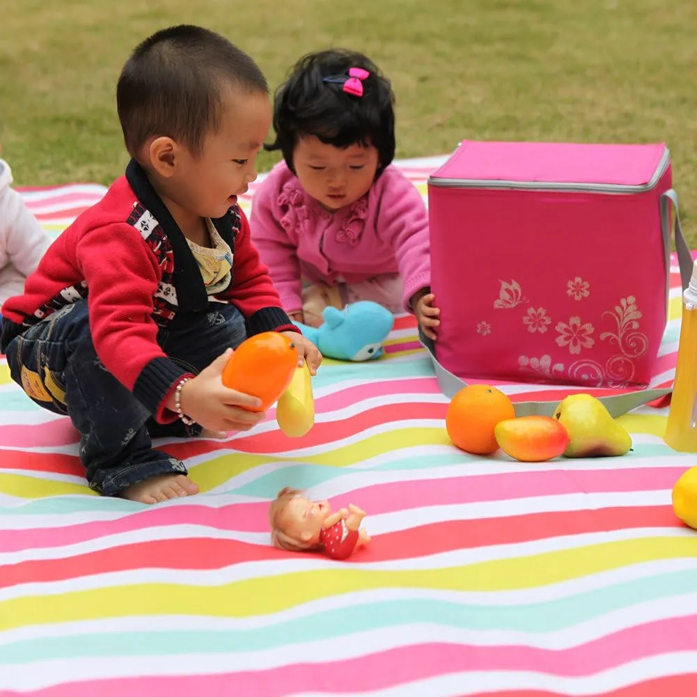 yodo Outdoor Picnic Blanket Water-Resistant for Camping Hiking Festivals,Rose Stripe