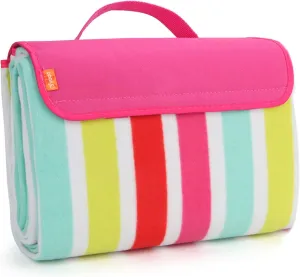 yodo Outdoor Picnic Blanket Water-Resistant for Camping Hiking Festivals,Rose Stripe