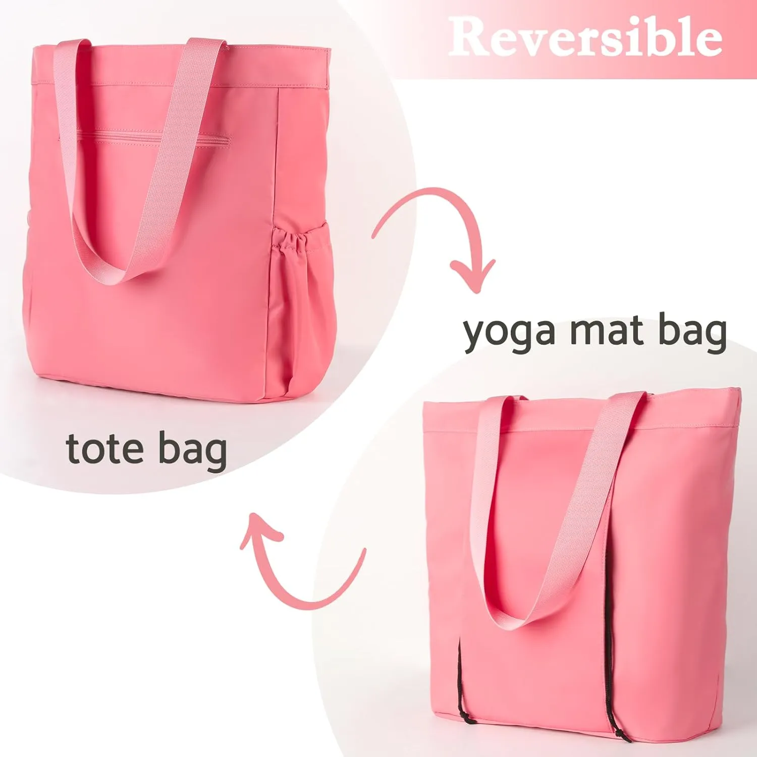 Yoga Mat Bag Yoga Bag with Yoga Mat Carrier Carryall Shoulder Bag Reversible Tote Bag for Pilates,Office, Travel, Workout,Beach and Gym