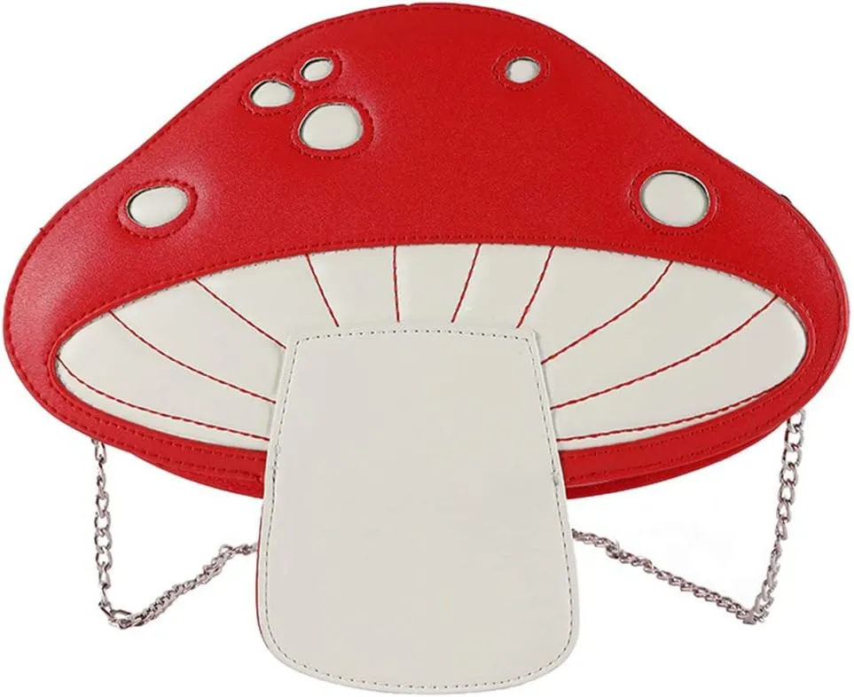 Youngy Women Mushroom Shape PU Leather Shoulder Crossbody Bag Tote Chain Satchel Purse