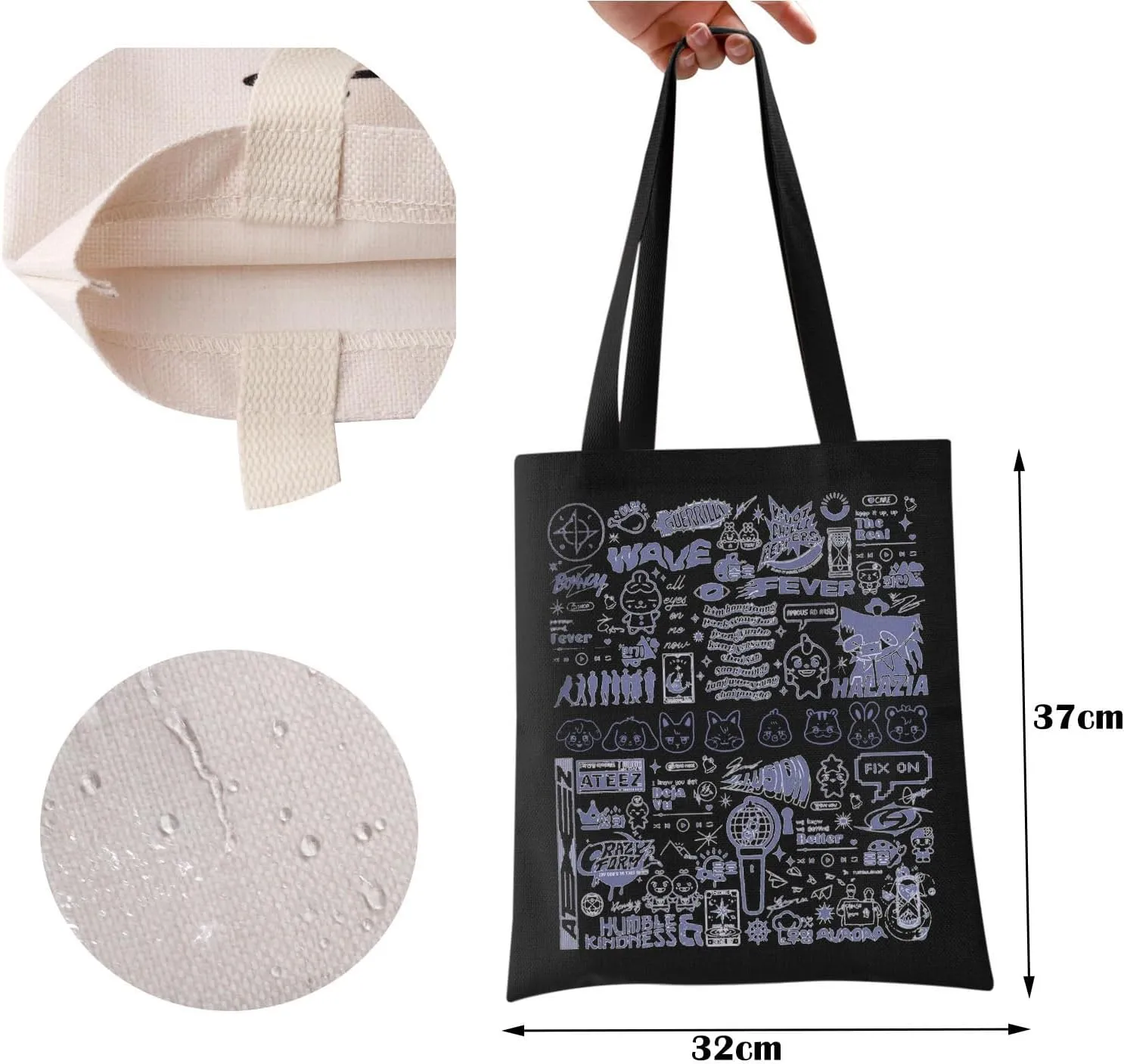 ZJXHPO Kpop Tote Bag Kpop Lover Gift Concert Reusable Grocery Shopping Bag K-pop Shoulder Bag