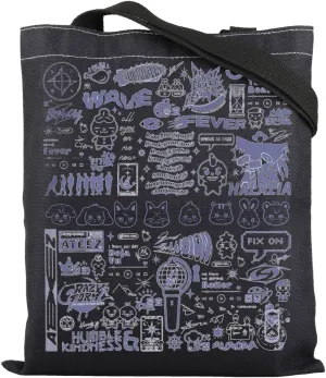 ZJXHPO Kpop Tote Bag Kpop Lover Gift Concert Reusable Grocery Shopping Bag K-pop Shoulder Bag
