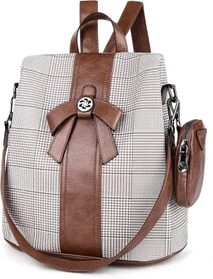 ZOCAI Backpack Purse for Women Fashion Backpack Purses PU Leather Daypacks Anti-Theft Shoulder Bag Satchel Purse(Brown)
