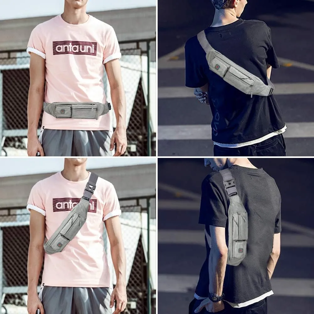 ZOMAKE Small Crossbody Fanny Pack for Women Men, Runner Belt Bag with Adjustable Strap, Water Resistant Waist Bag for Running