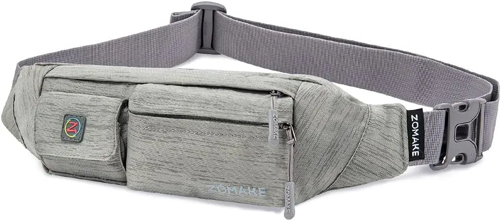 ZOMAKE Small Crossbody Fanny Pack for Women Men, Runner Belt Bag with Adjustable Strap, Water Resistant Waist Bag for Running