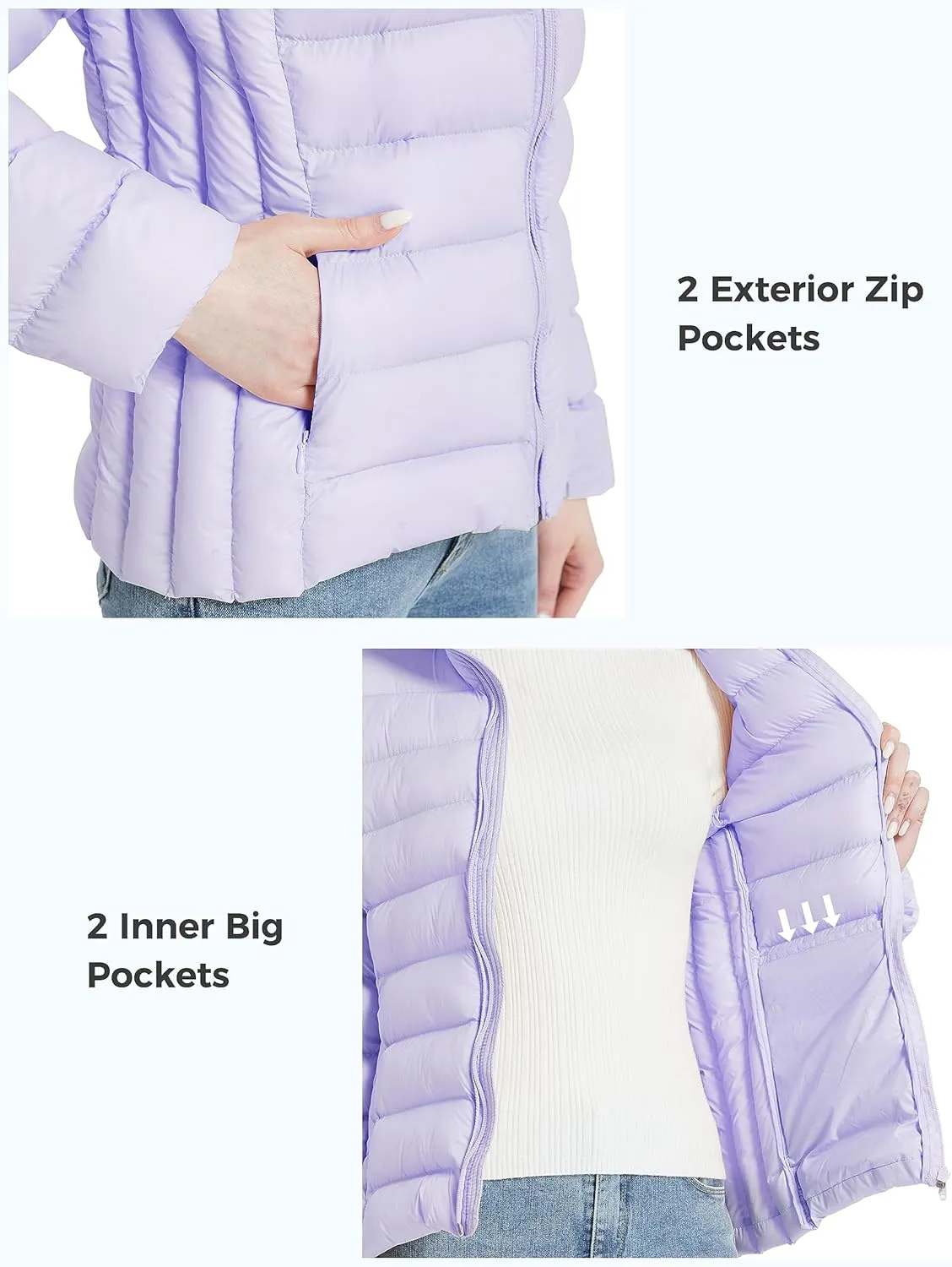 ZSHOW Women's Packable Puffer Jacket Windproof Lightweight Winter Coat