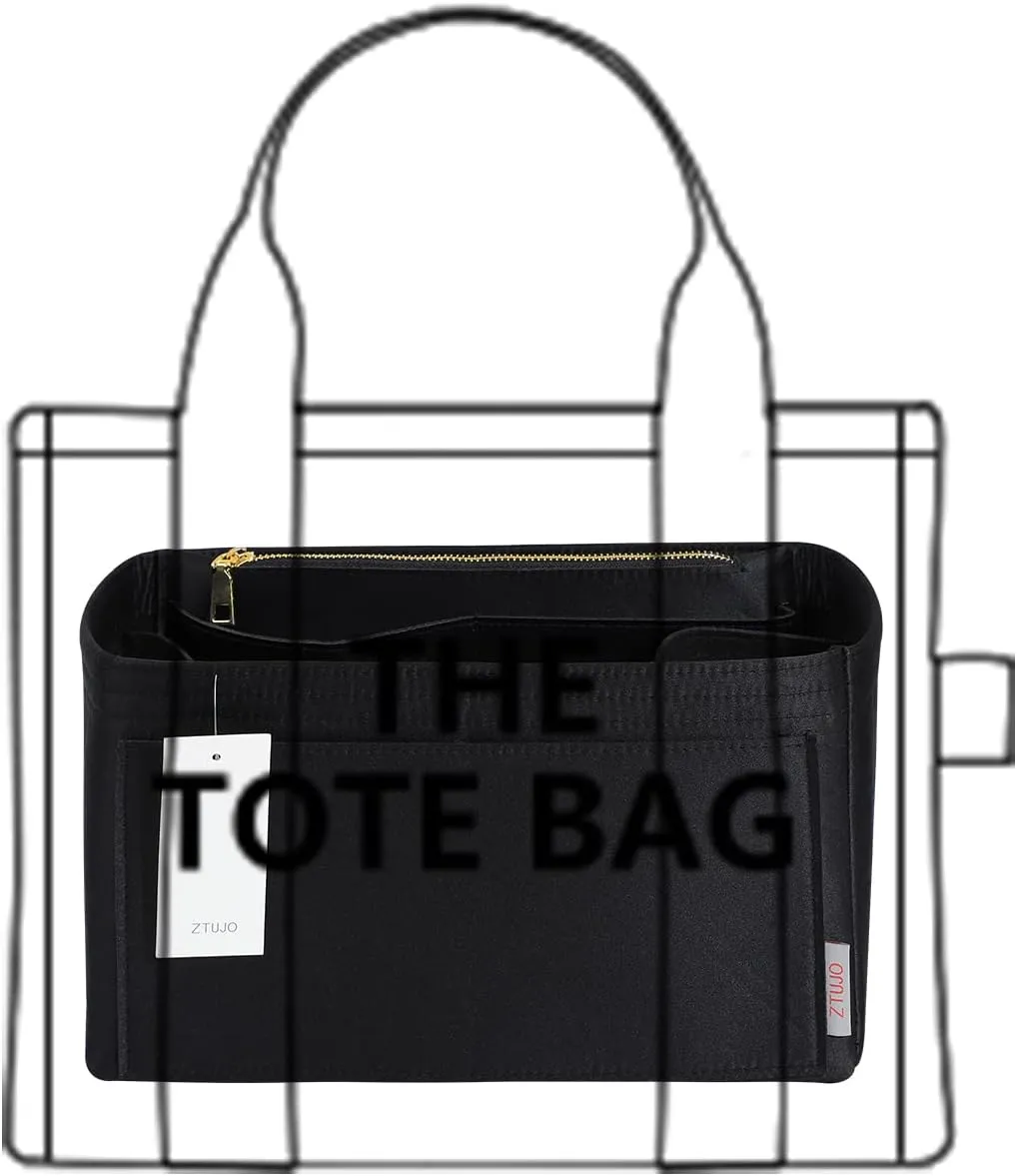 ZTUJO Purse Organizer Insert For Handbags, Silky Touching Bag Organizer Insert With Bottle Holder, Perfect for Speedy, Neverfull, Tote,ONTHEGO,Artsy,Handbag and More (Mini, Silky Black)