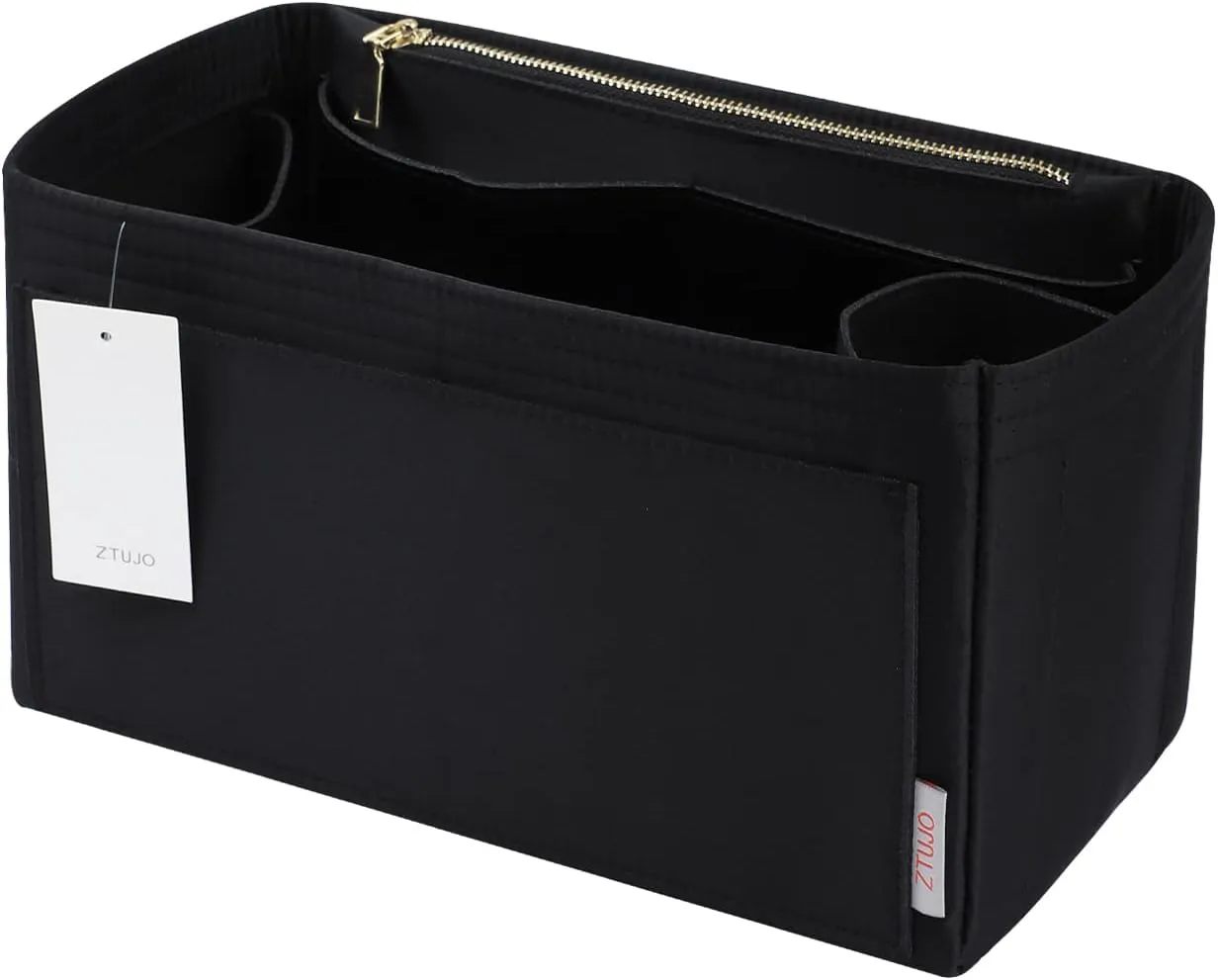 ZTUJO Purse Organizer Insert For Handbags, Silky Touching Bag Organizer Insert With Bottle Holder, Perfect for Speedy, Neverfull, Tote,ONTHEGO,Artsy,Handbag and More (Mini, Silky Black)